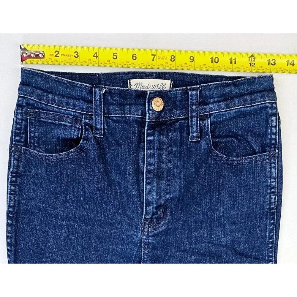 Madewell Size 26X28 Women's 10" High Rise Skinny Skinny Blue Denim Logo Jeans - Picture 2 of 11